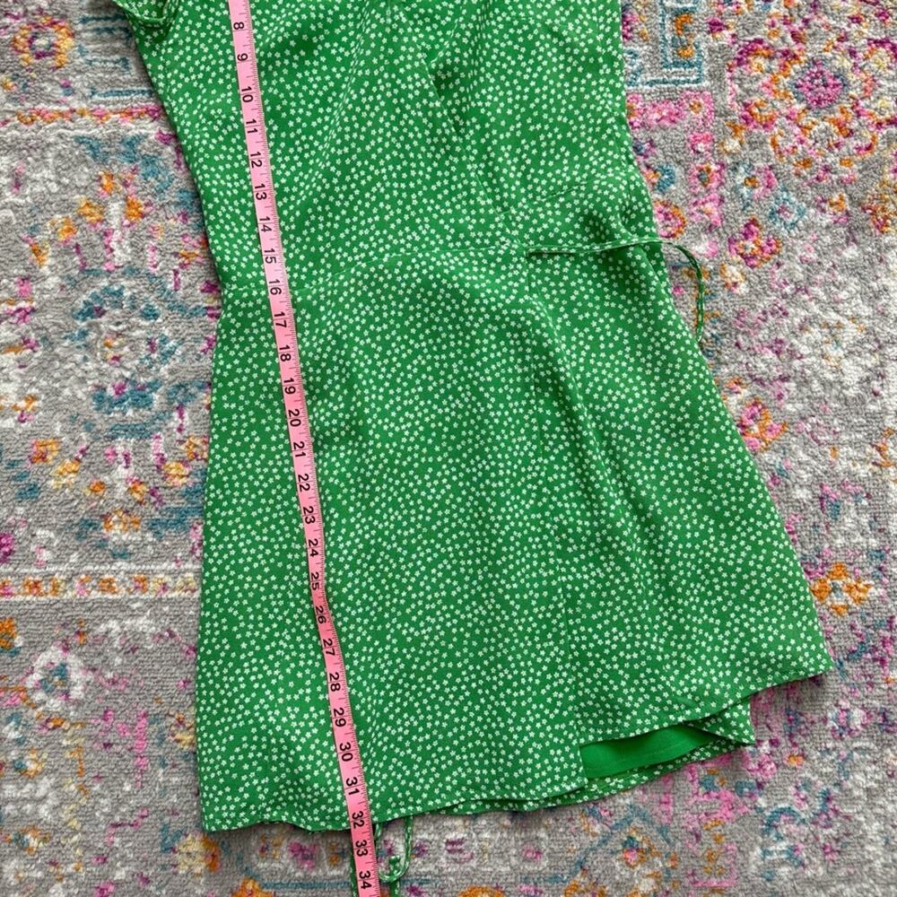 Reformation Dawn Green White Floral Short Sleeve Wrap Mini Dress Women’s Size XS - Picture 6 of 9